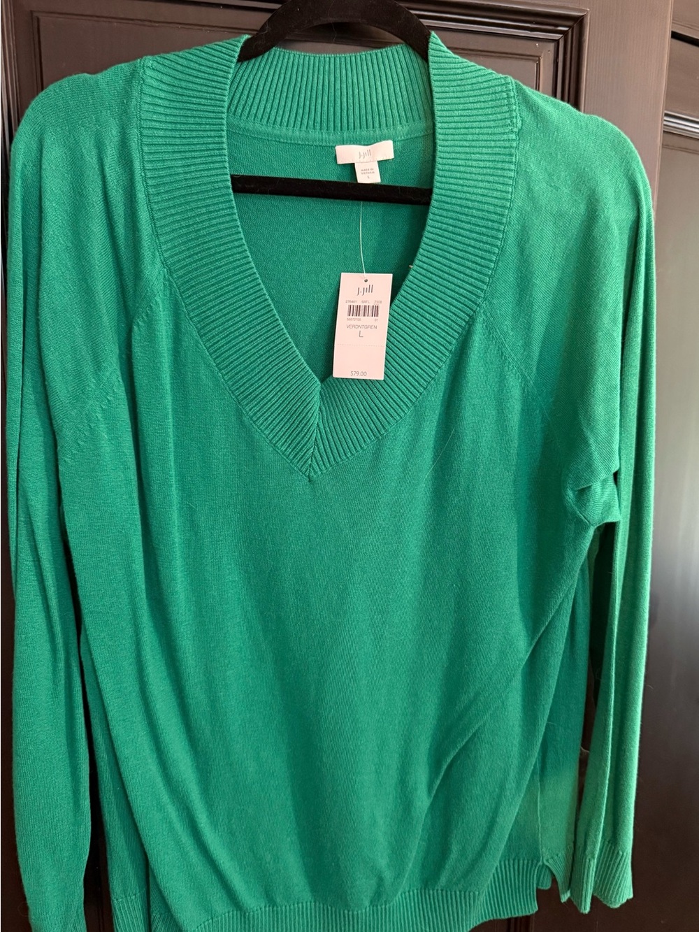 J. Jill Emerald Green V-Neck Women's Sweater